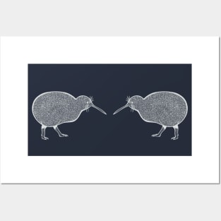 Kiwi Birds in Love - cute kiwi design - dark colors Posters and Art